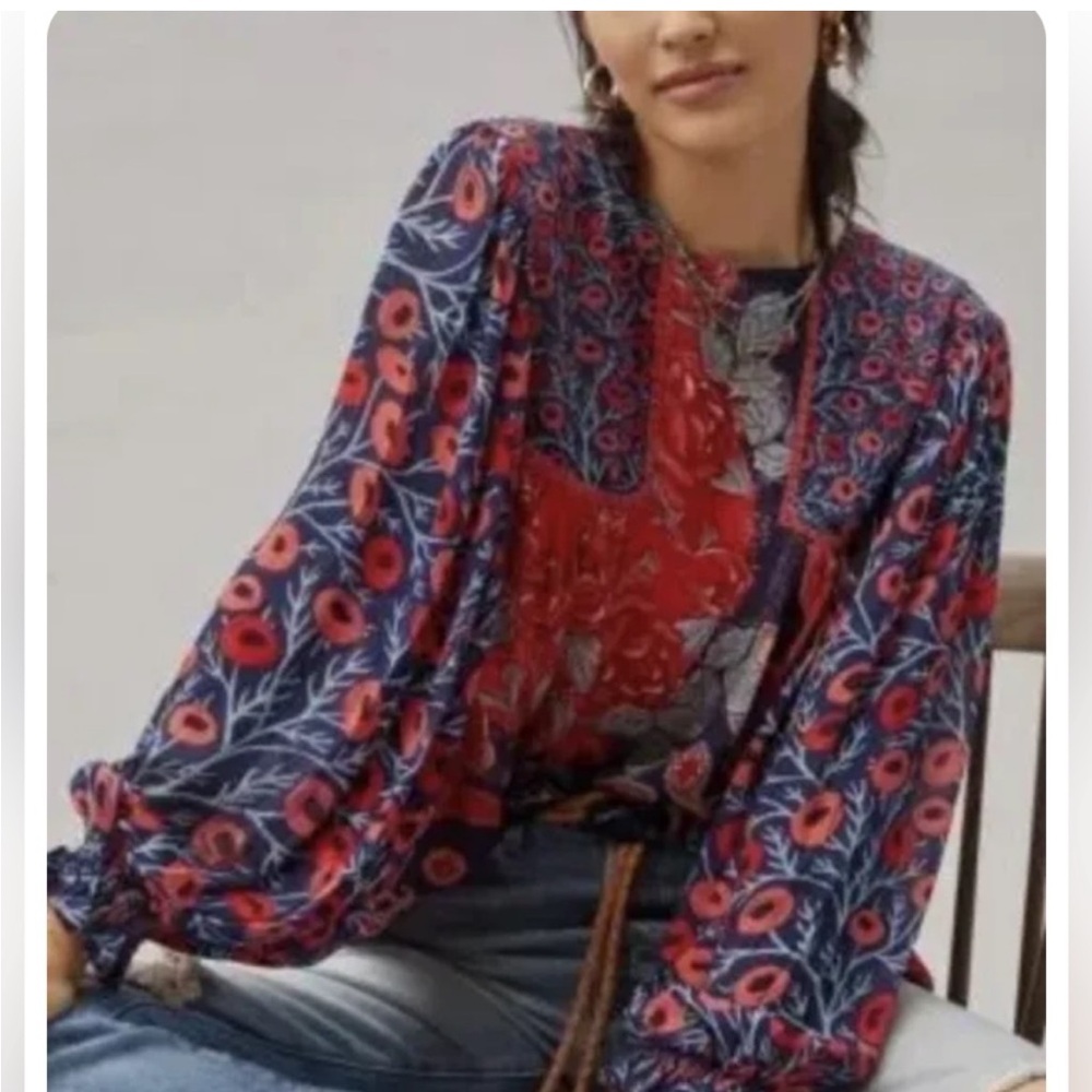 Anthropologie BLNK Miranda peasant blouse